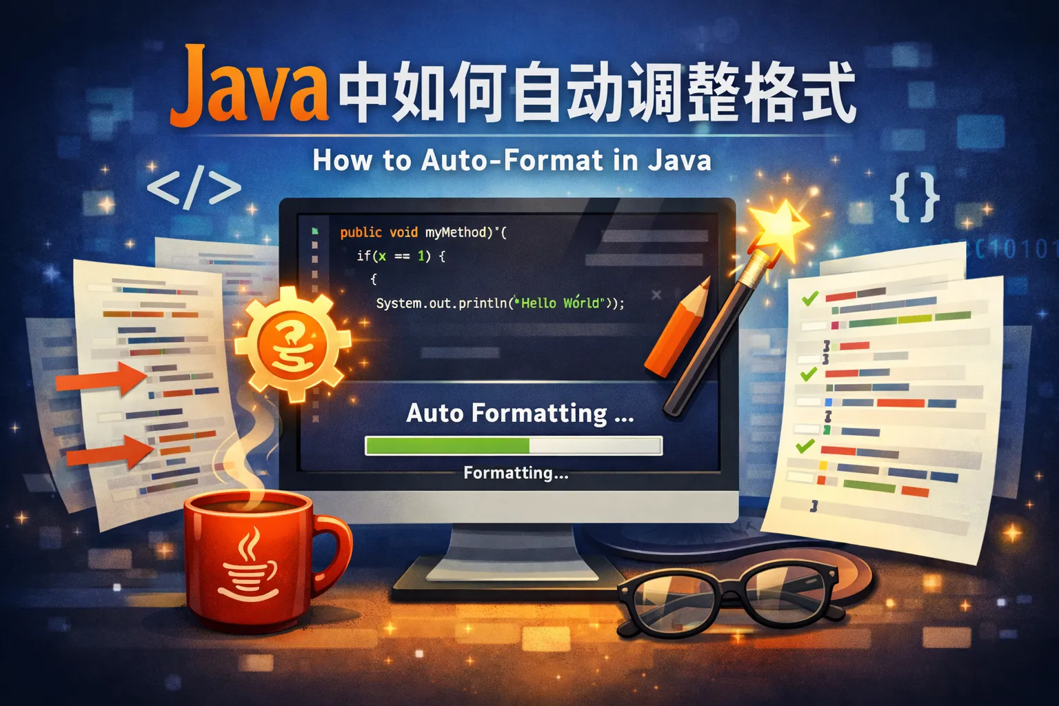 java中如何自动调整格式