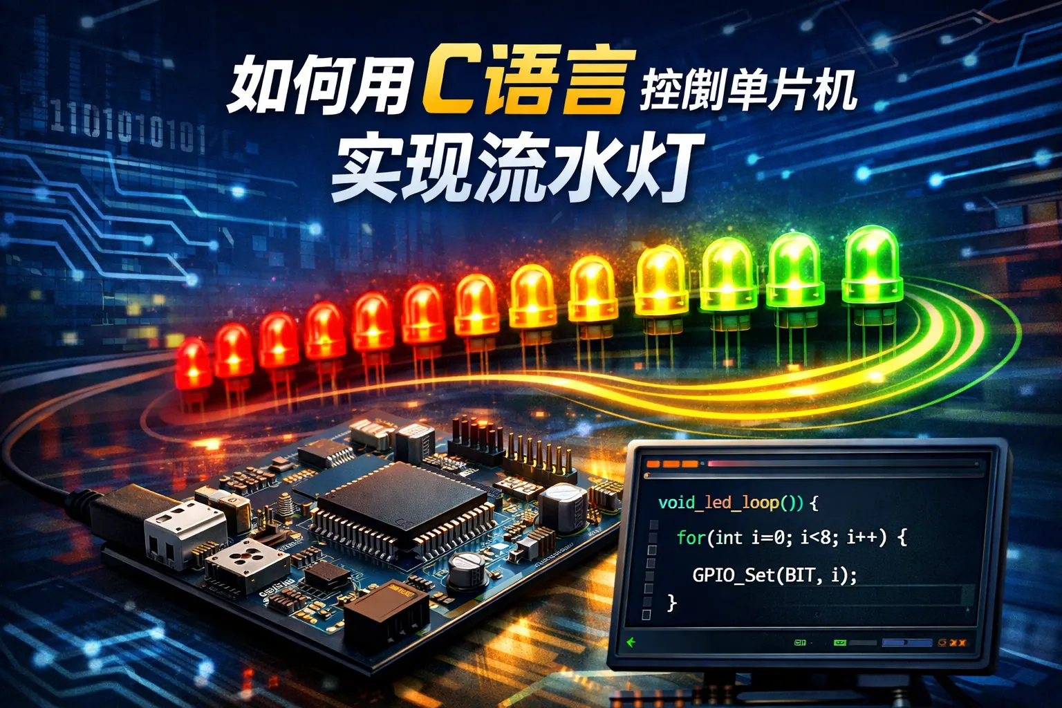 如何用C语言控制单片机实现流水灯