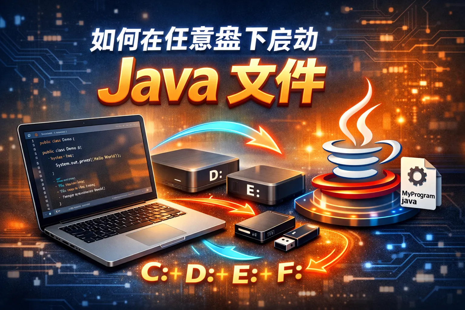 如何在任意盘下启动java文件