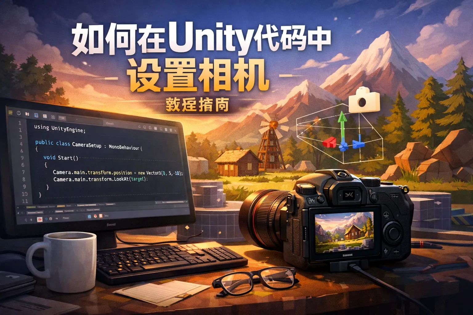 如何在unity代码中设置相机