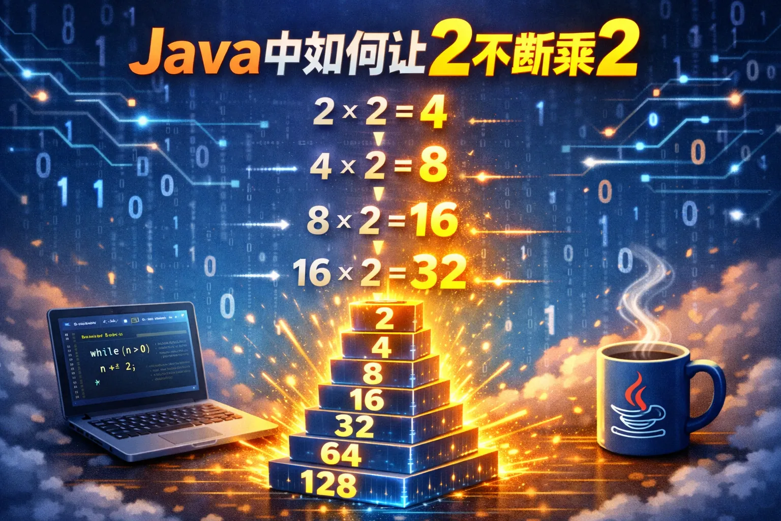 java中如何让2不断乘2