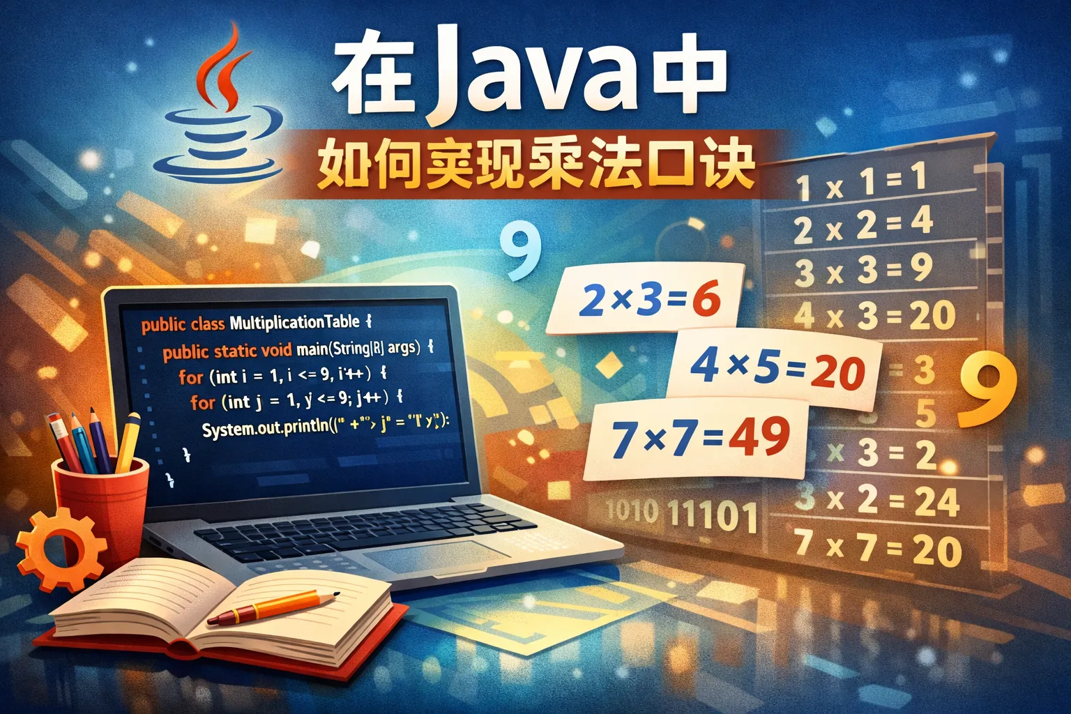 在java中如何实现乘法口诀