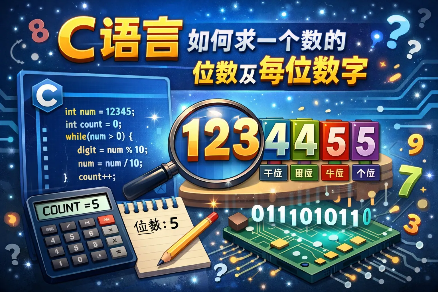 c语言如何求一个数的位数及每位数字
