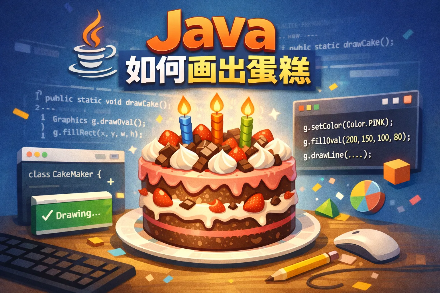 java如何画出蛋糕