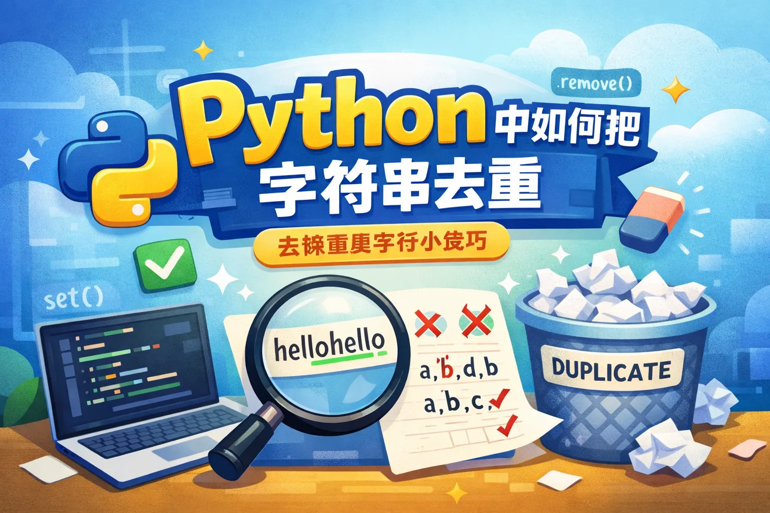 python中如何把字符串去重