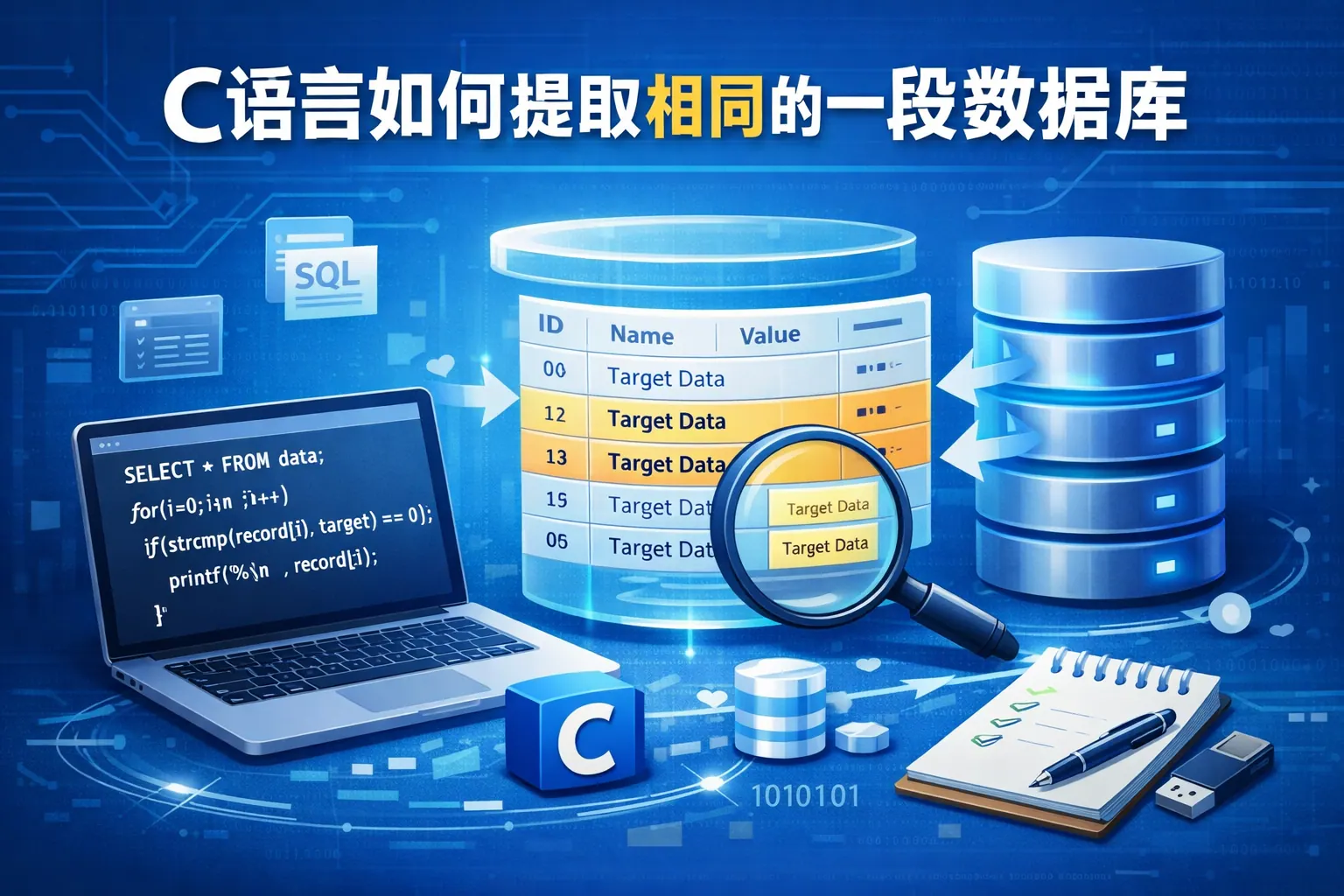 c语言如何提取相同的一段数据库