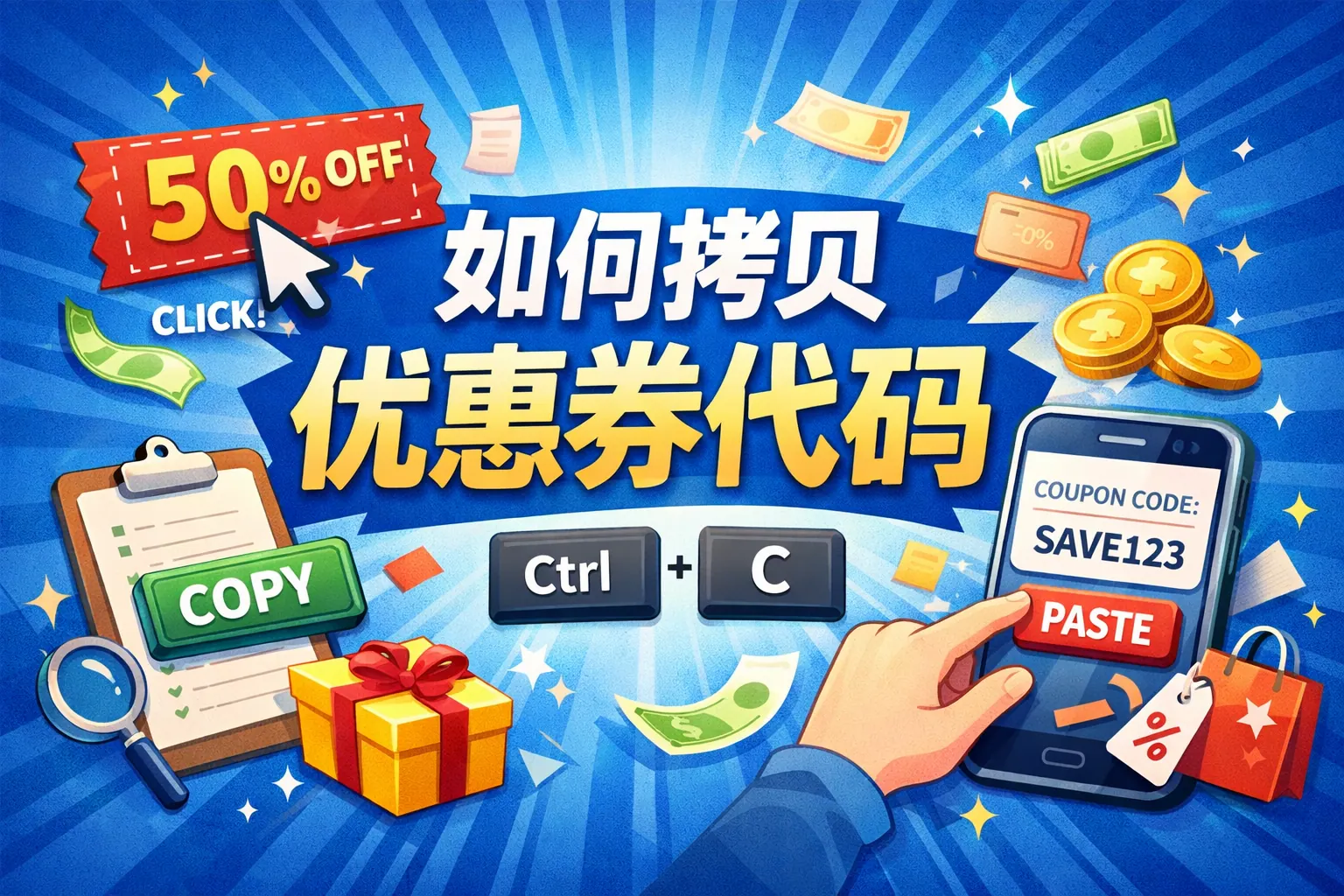 如何拷贝优惠券代码