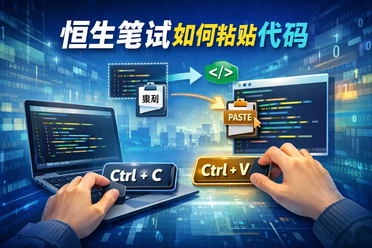 恒生笔试如何粘贴代码