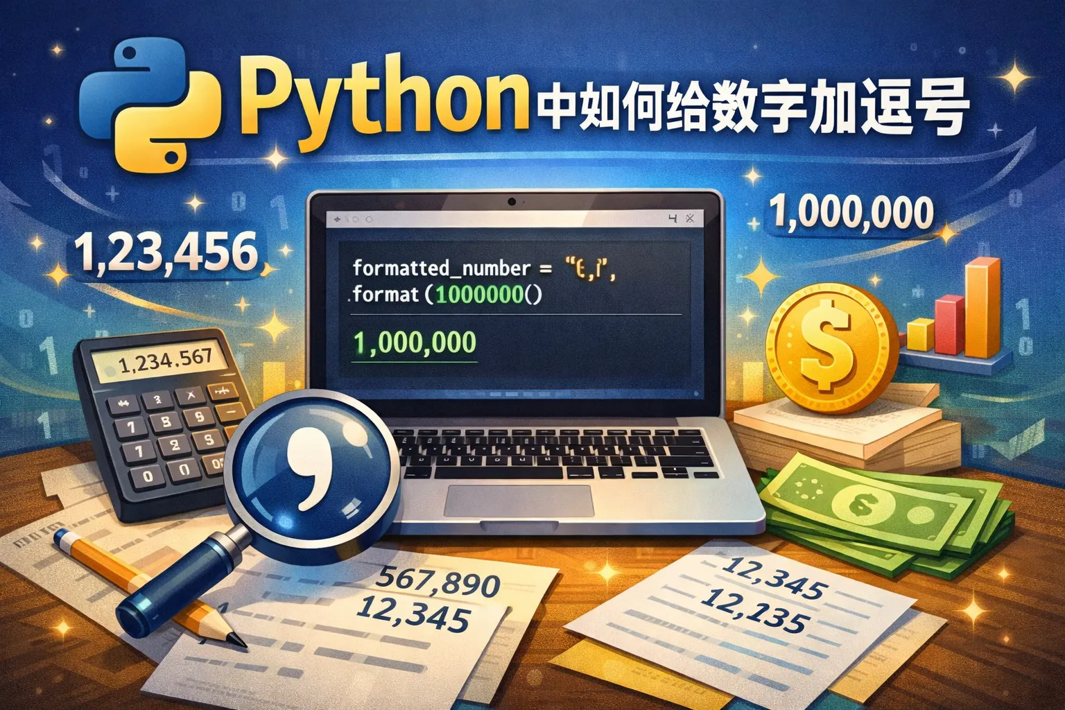 Python中如何给数字加逗号