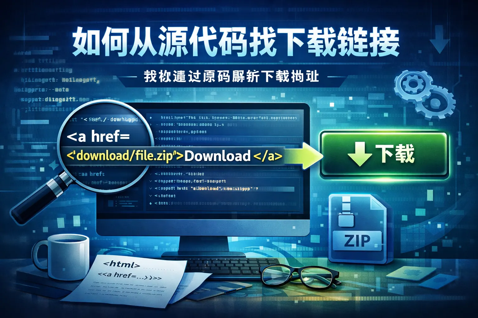 如何从源代码找下载链接