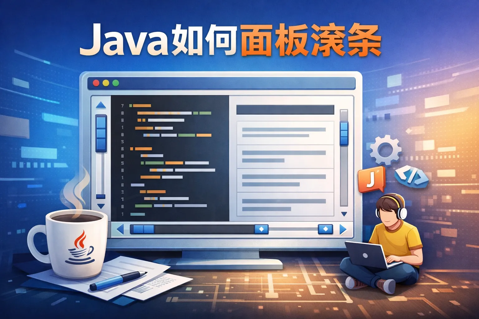 java如何面板滚条