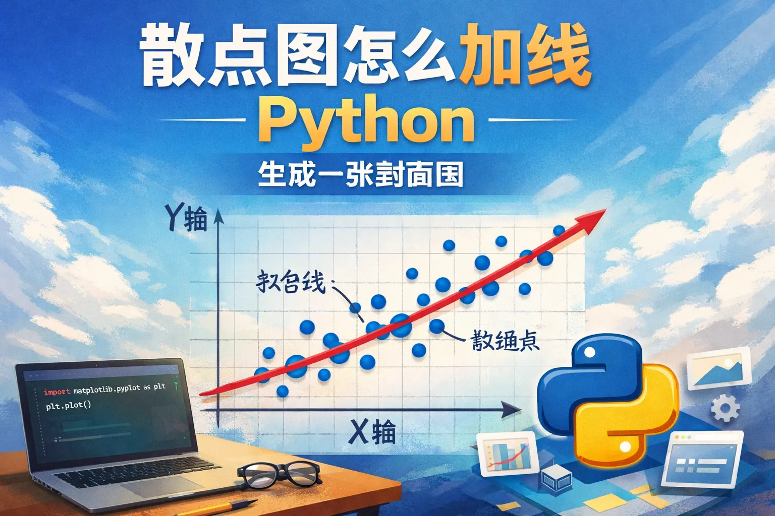 散点图怎么加线python