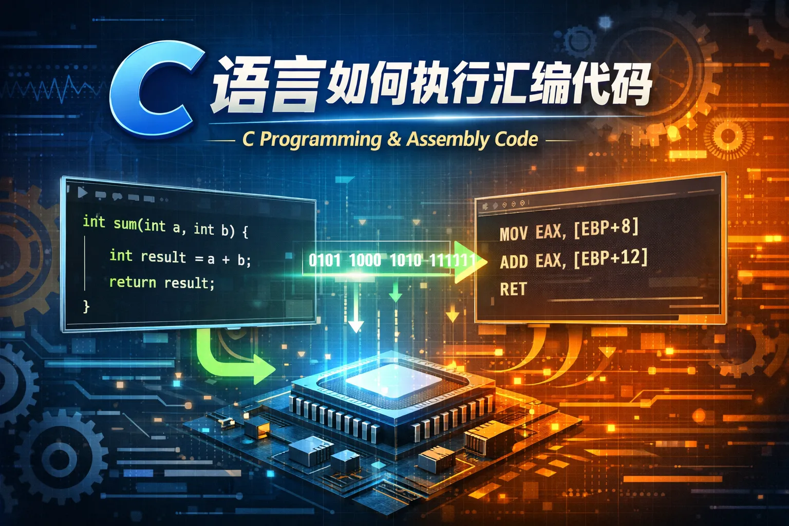 c语言如何执行汇编代码