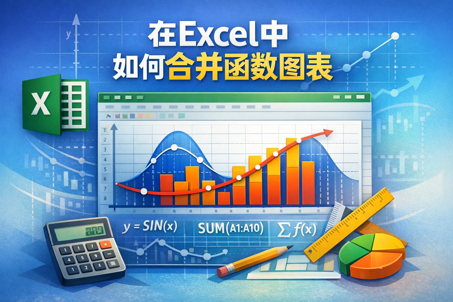 在excel中如何合并函数图表