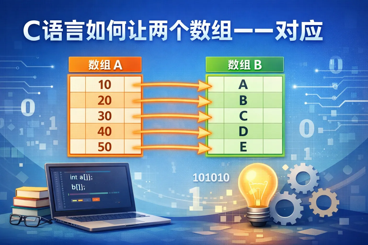 c语言如何让两个数组一一对应