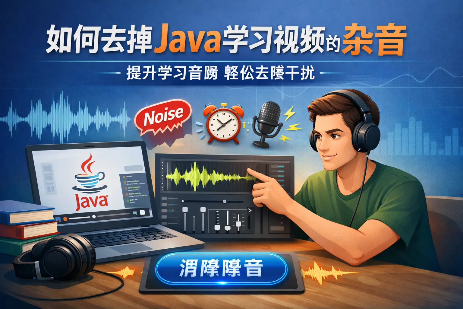 如何去掉java学习视频的杂音