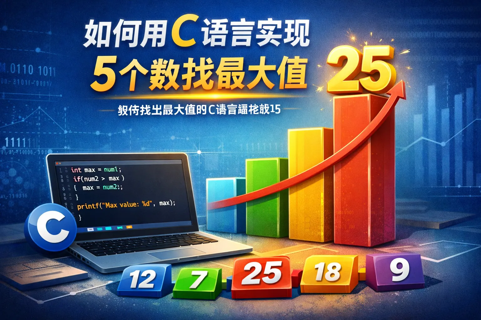 如何用c语言实现5个数找最大值