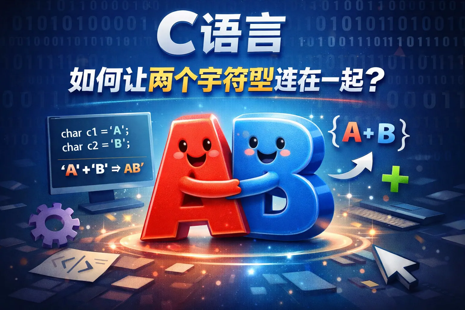 c语言如何让两个字符型连在一起