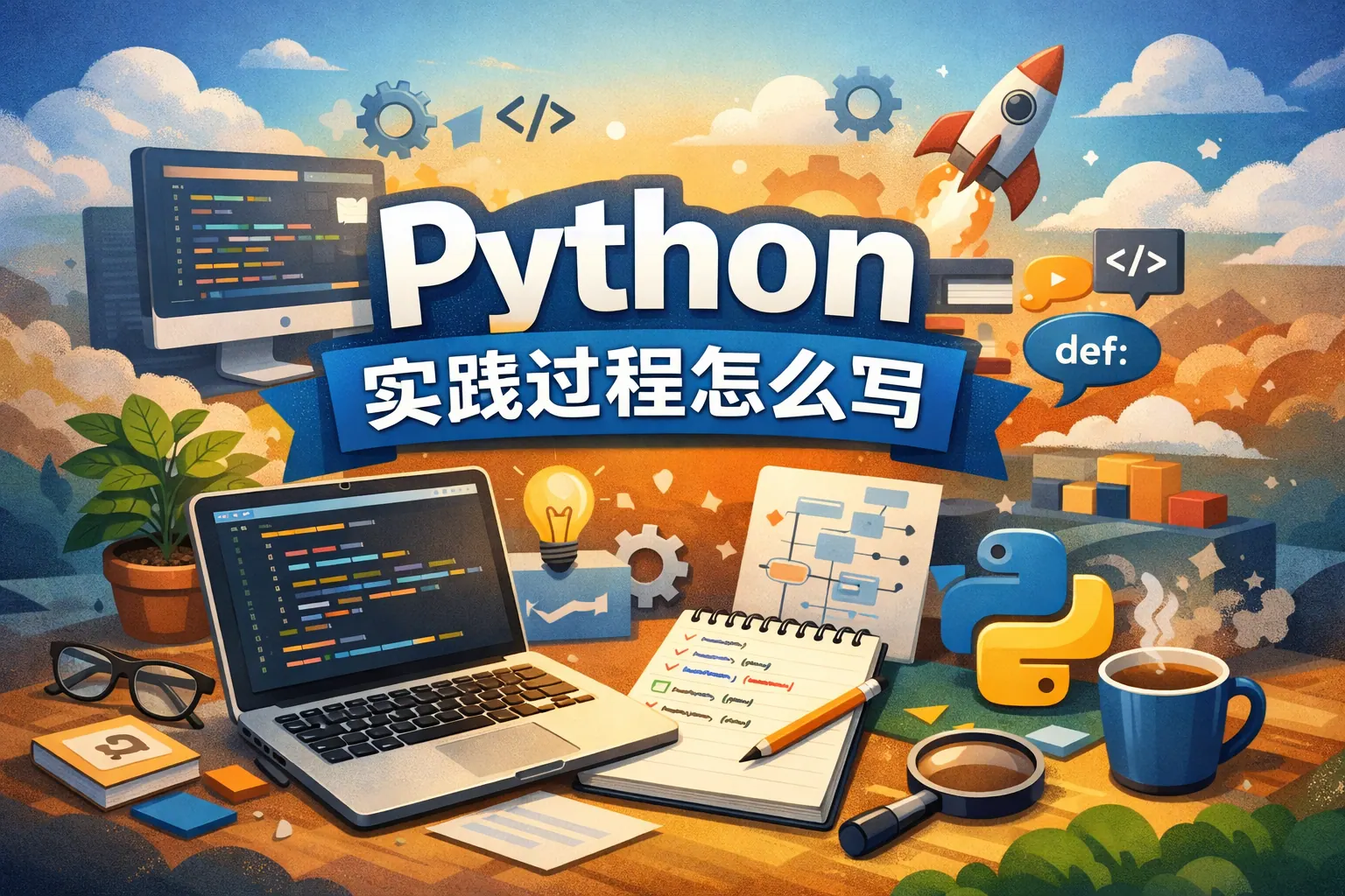 python实践过程怎么写