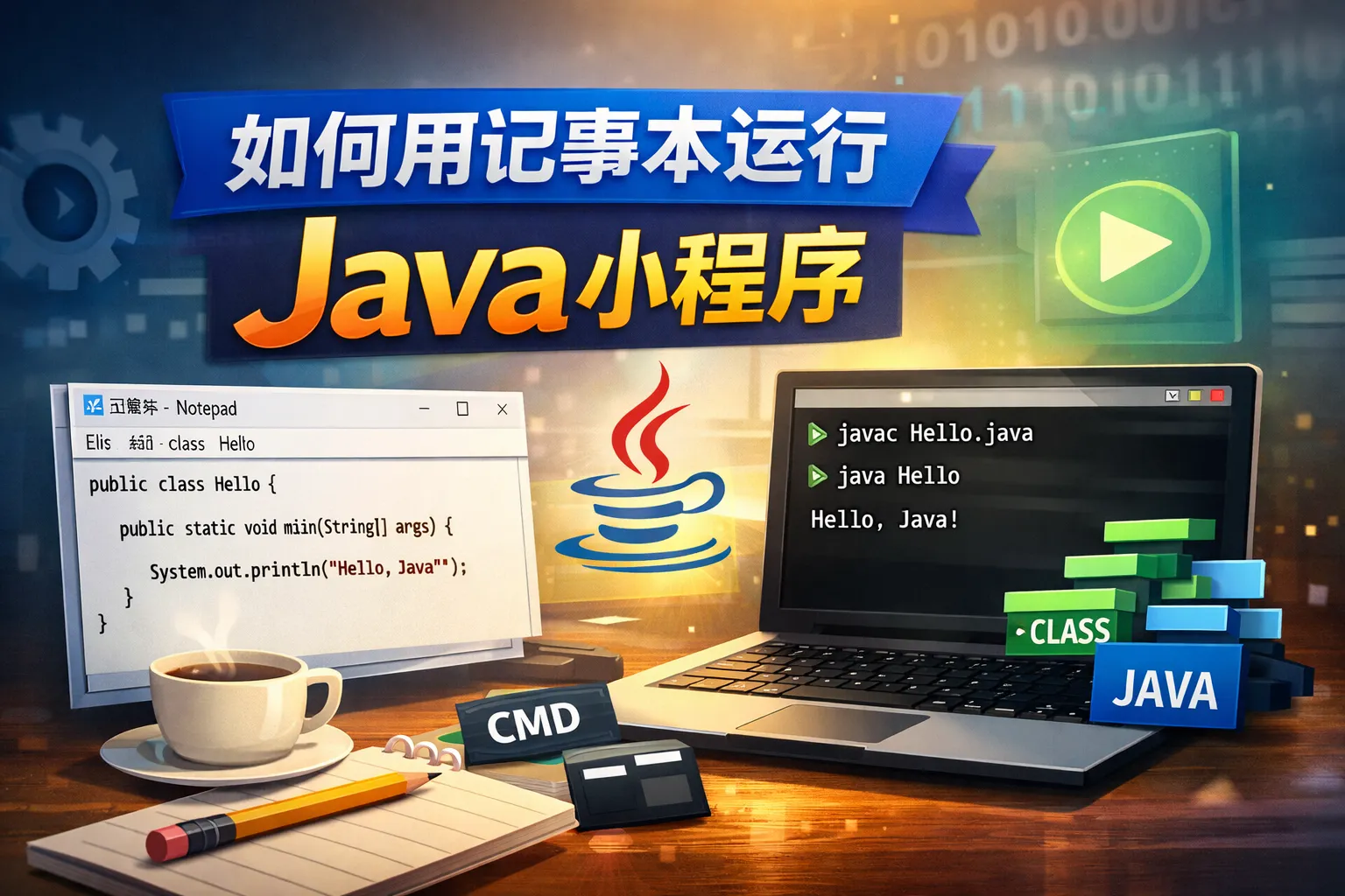 如何用记事本运行java小程序