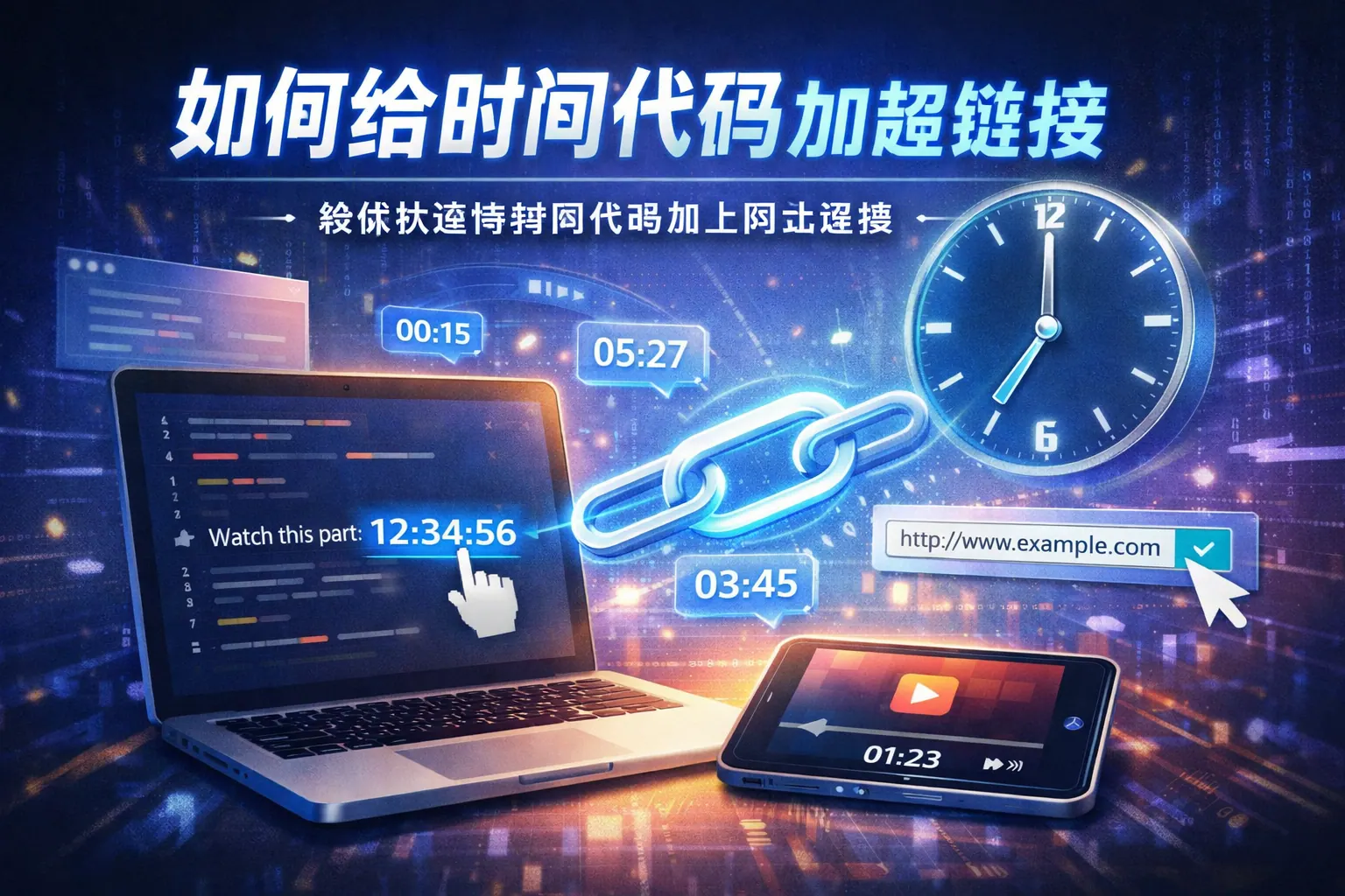 如何给时间代码加超链接