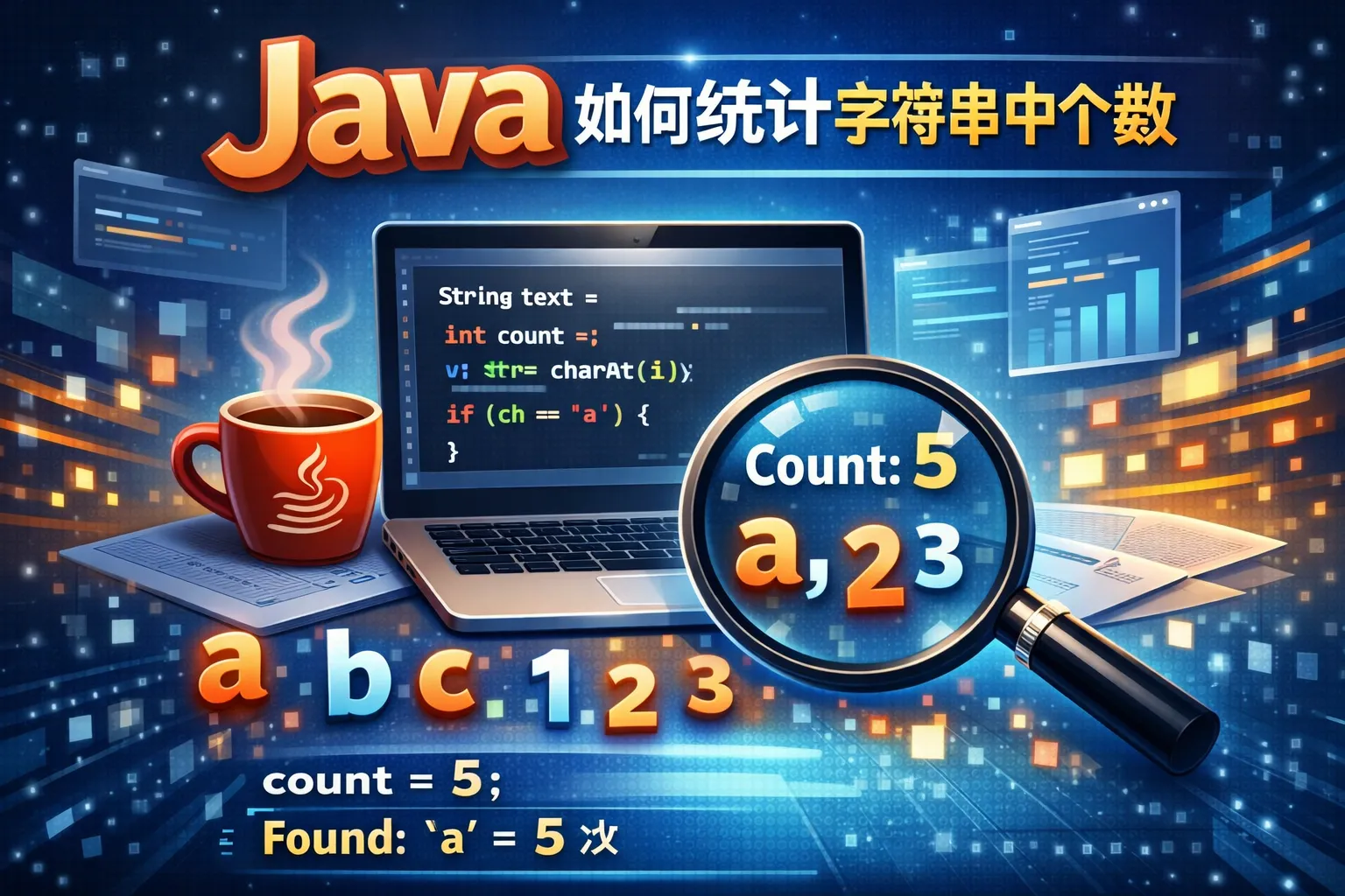 java如何统计字符串中的个数