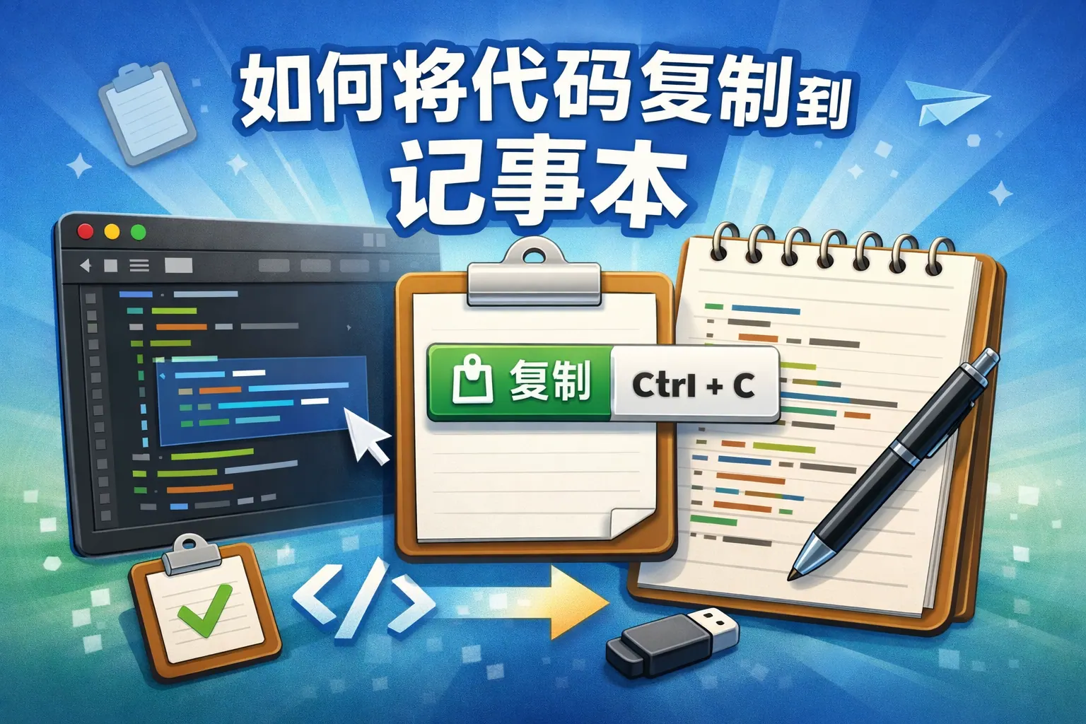 如何将代码复制到记事本