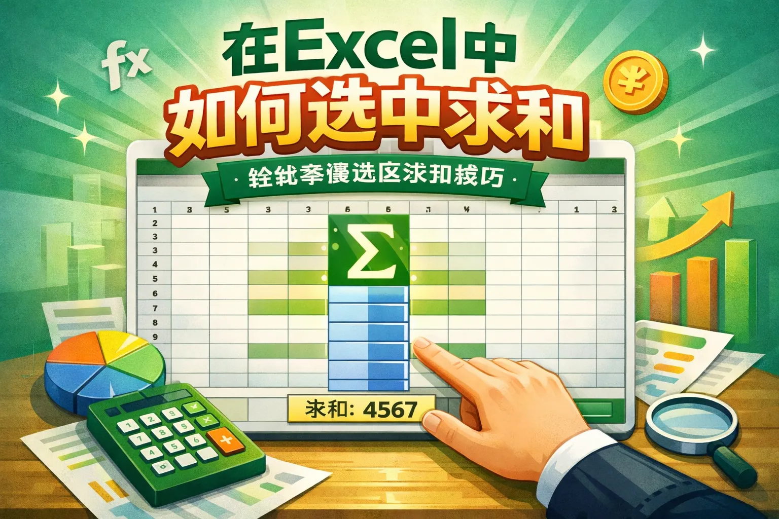 在excel中如何选中求和
