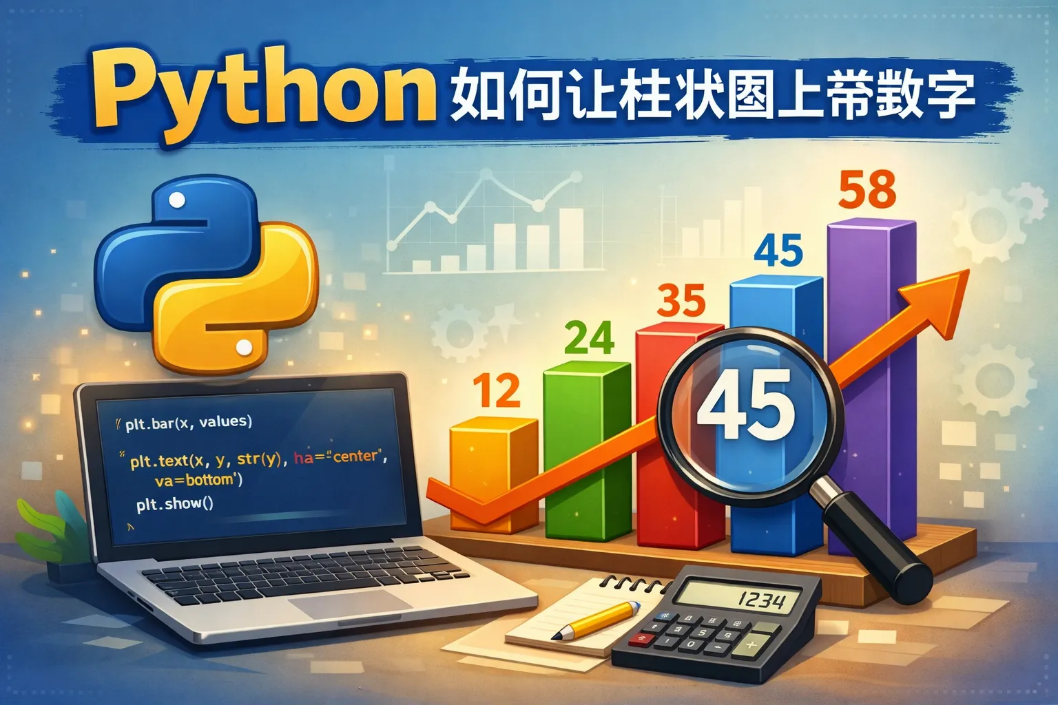 python如何让柱状图上带数字
