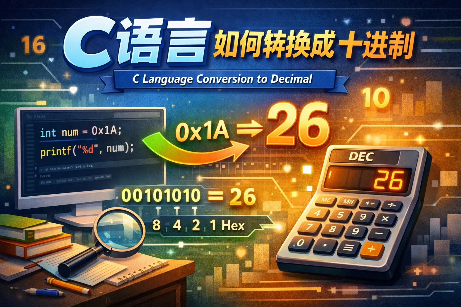 c语言如何转换成十进制